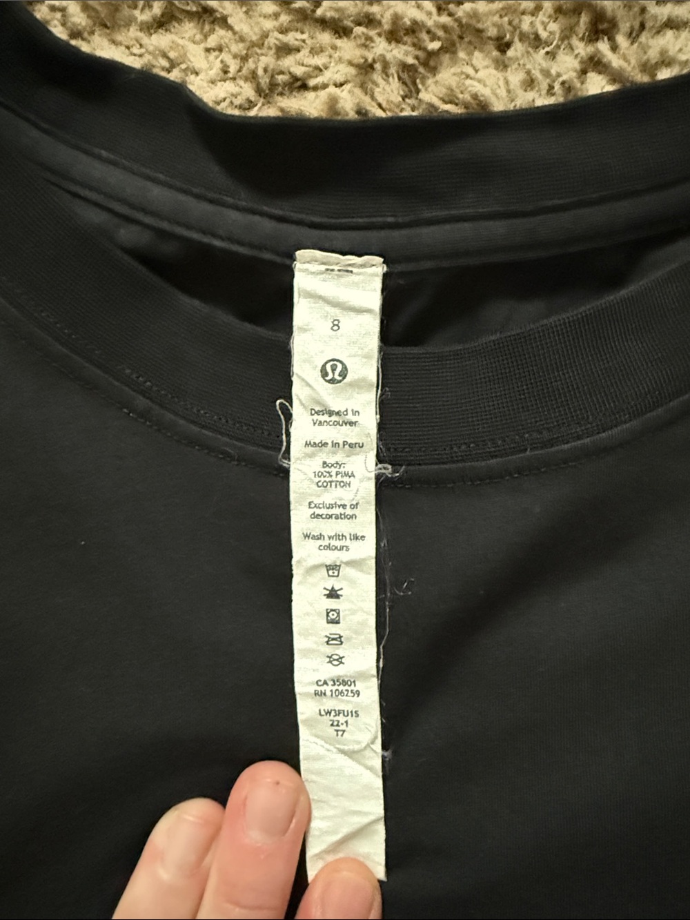 lululemon athletica Black Short Sleeve Crew Tee - Picture 2 of 2